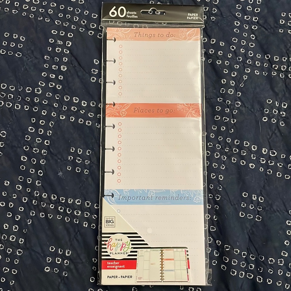 Happy Planner BIG Filler Paper - Half Sheet - Teacher